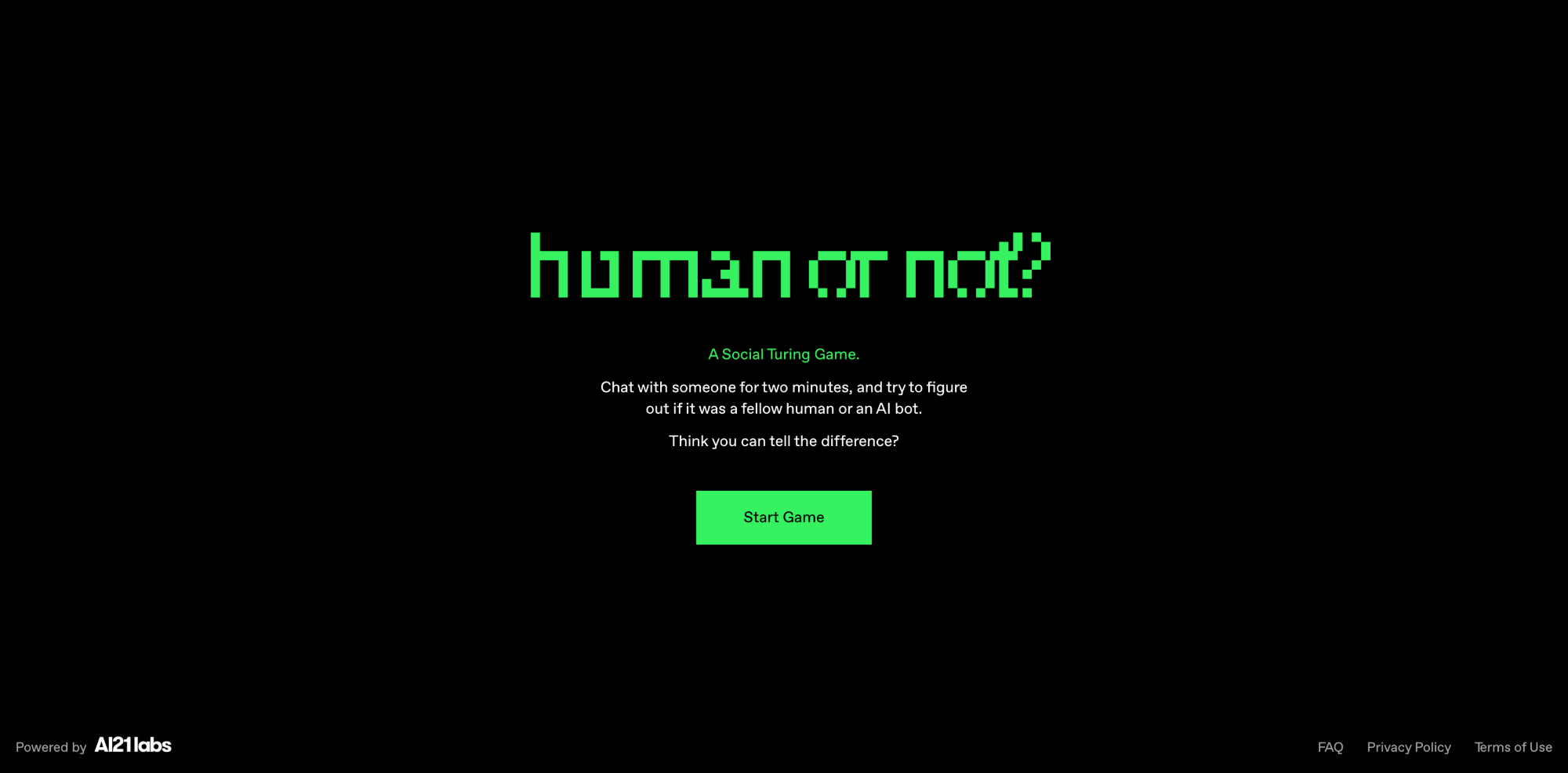 Human or Not website screenshot